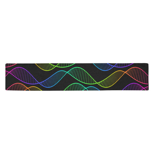 Curvy Rainbow Helix Black Table Runner 14x72 inch