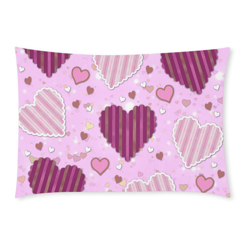 Pink Patchwork Hearts Custom Rectangle Pillow Case 20x30 (One Side)