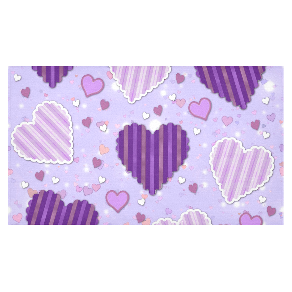 Purple Patchwork Hearts Cotton Linen Tablecloth 60"x 104"