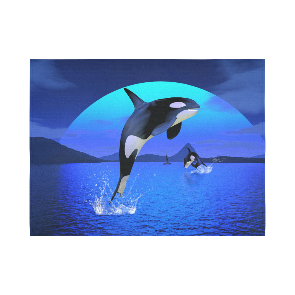 A Orca Whale Enjoy The Freedom Cotton Linen Wall Tapestry 80"x 60"