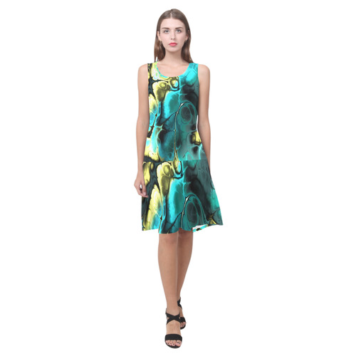 gorgeous Fractal 174 Sleeveless Splicing Shift Dress(Model D17)