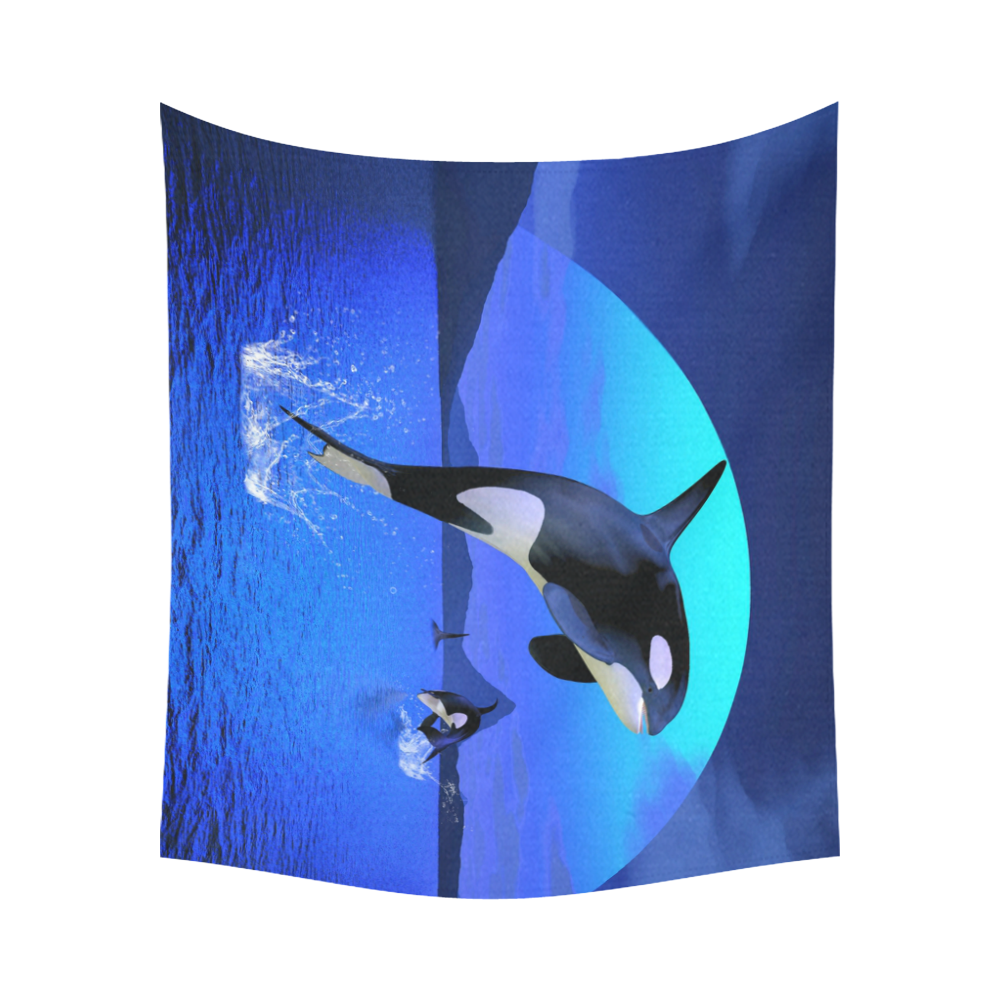 A Orca Whale Enjoy The Freedom Cotton Linen Wall Tapestry 60"x 51"