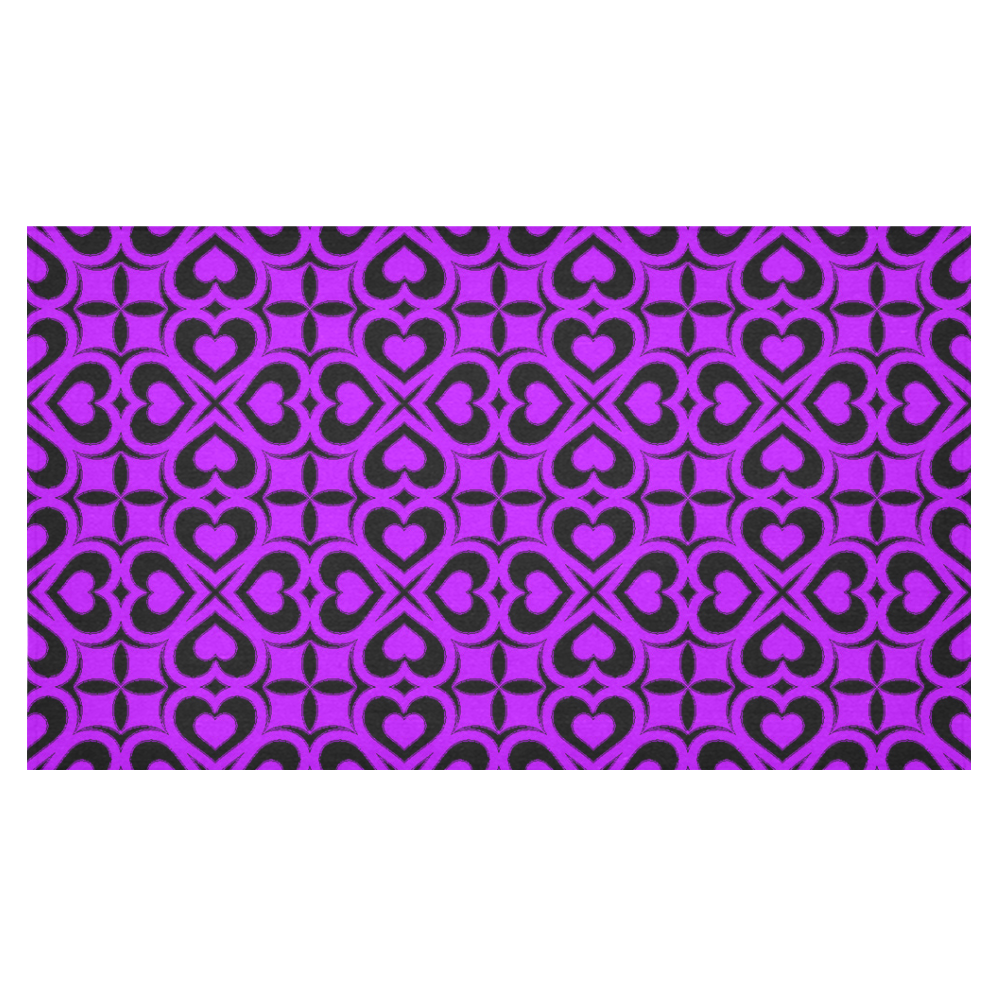 Purple Black Heart Lattice Cotton Linen Tablecloth 60"x 104"