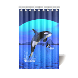 A Orca Whale Enjoy The Freedom Shower Curtain 48"x72"