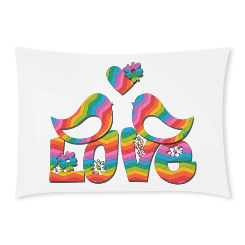 Love Birds with a Heart Custom Rectangle Pillow Case 20x30 (One Side)