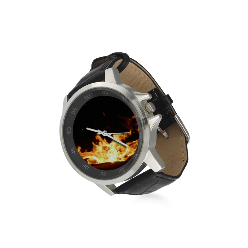fire Unisex Stainless Steel Leather Strap Watch(Model 202)