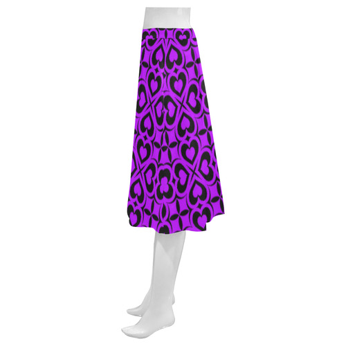 Purple Black Heart Lattice Mnemosyne Women's Crepe Skirt (Model D16)