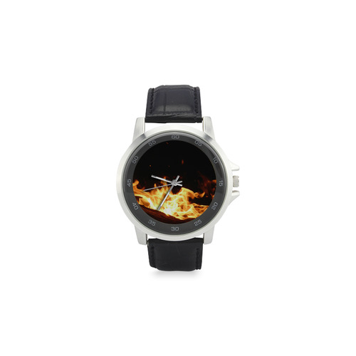 fire Unisex Stainless Steel Leather Strap Watch(Model 202)