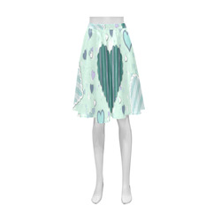 Mint Green Patchwork Hearts Athena Women's Short Skirt (Model D15)