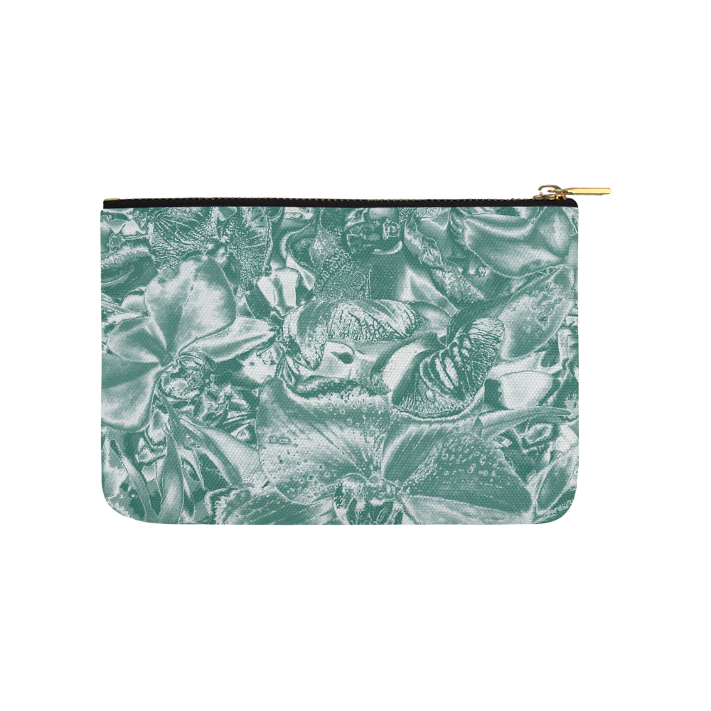 Shimmering floral damask, teal Carry-All Pouch 9.5''x6''