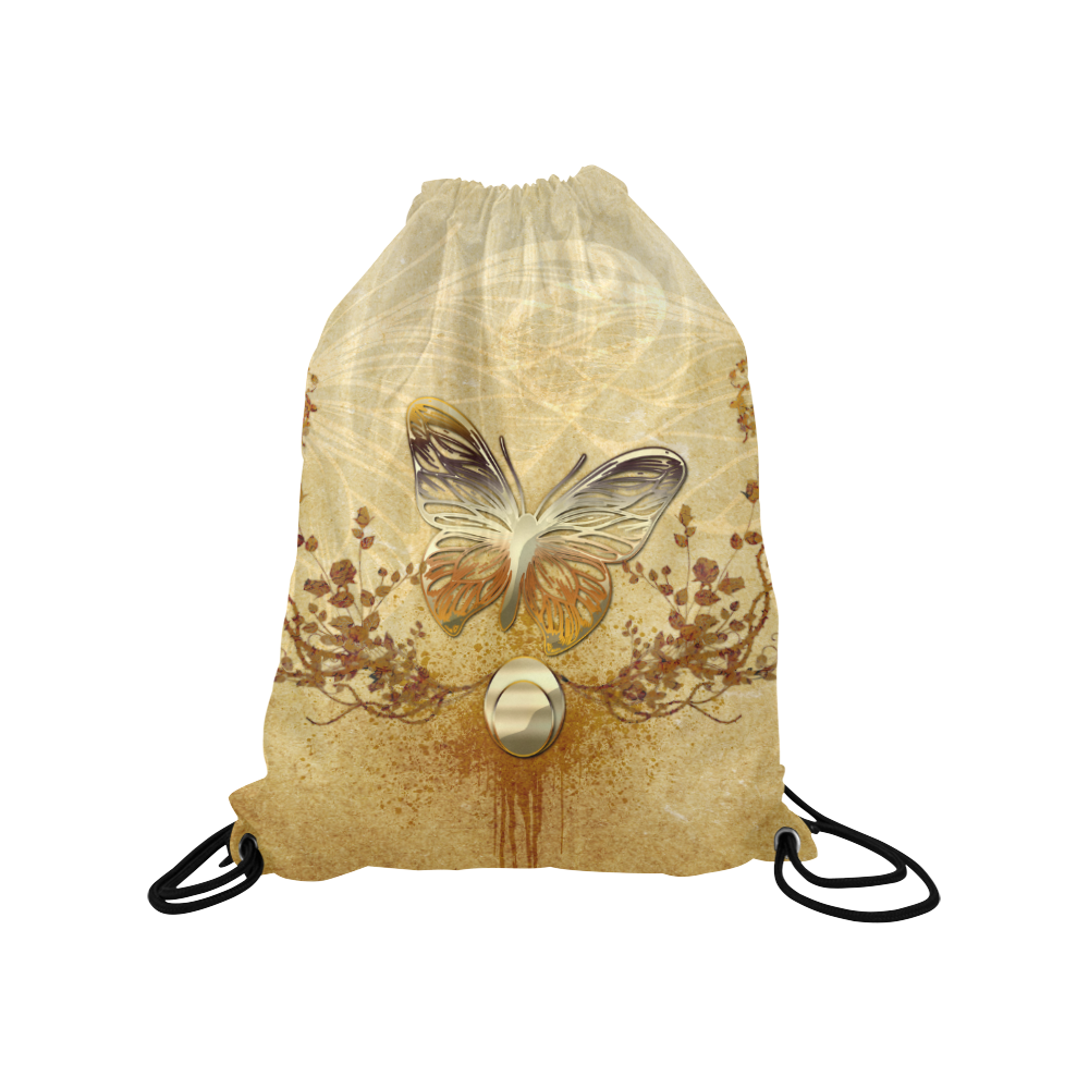 Wonderful golden butterflies Medium Drawstring Bag Model 1604 (Twin Sides) 13.8"(W) * 18.1"(H)