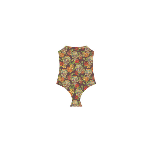 sugar skull pattern Strap Swimsuit ( Model S05)