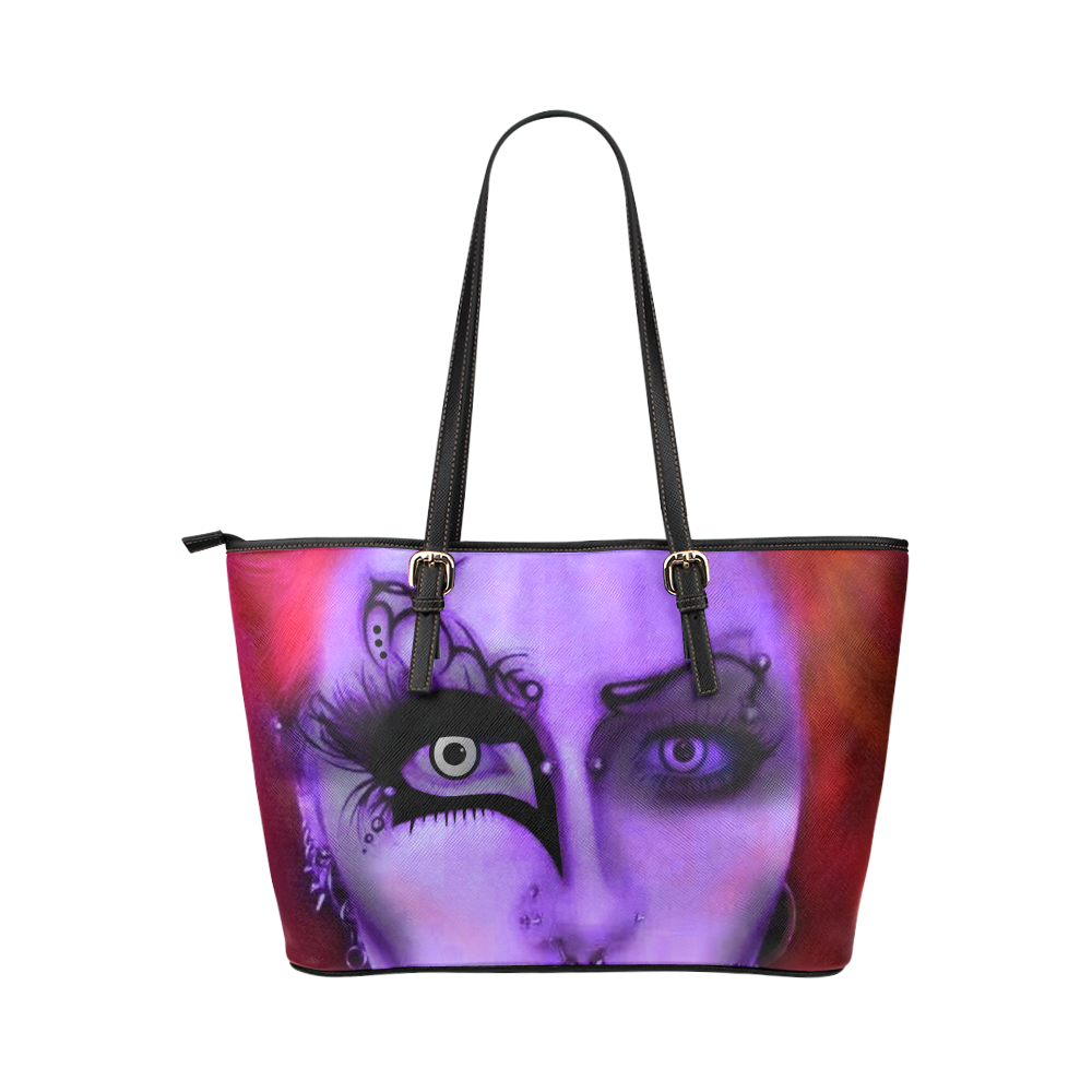 goth girl Leather Tote Bag/Large (Model 1651)