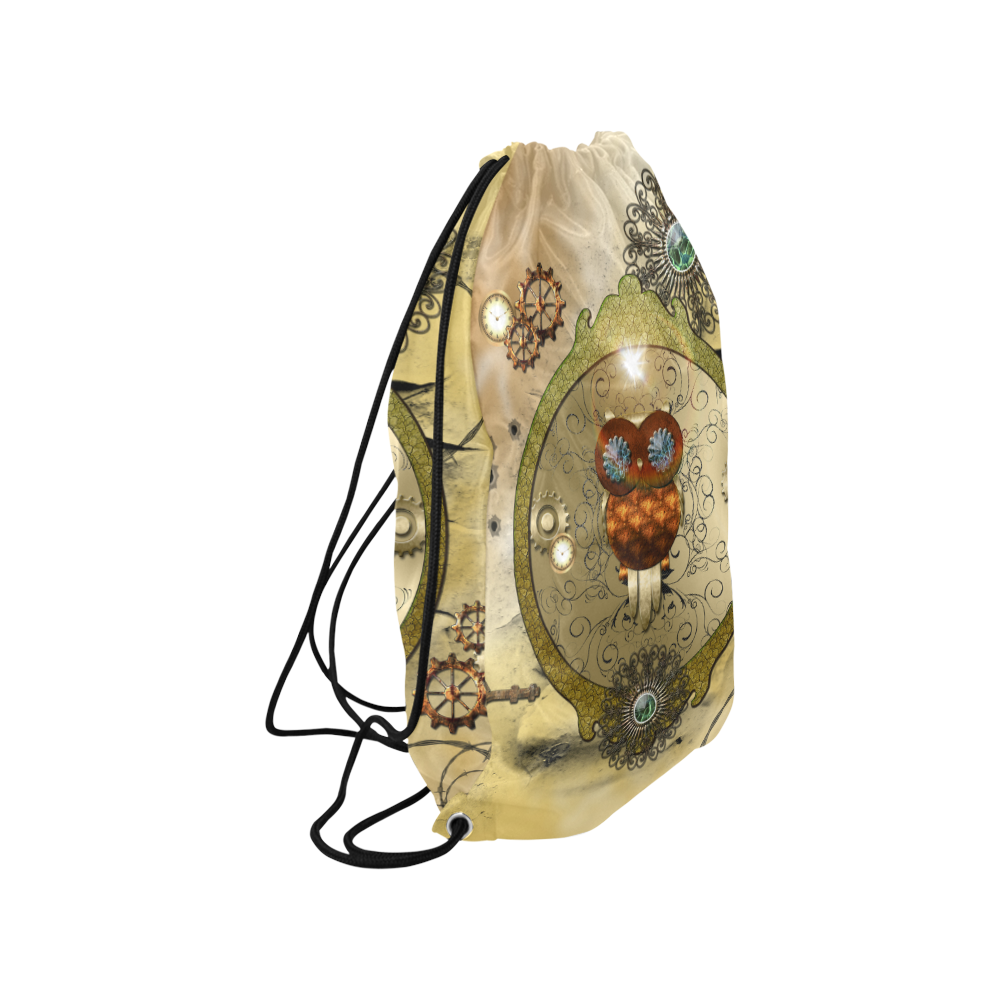 Steampunk, wonderful owl Small Drawstring Bag Model 1604 (Twin Sides) 11"(W) * 17.7"(H)