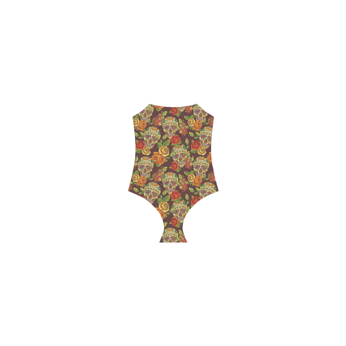 sugar skull pattern Strap Swimsuit ( Model S05)