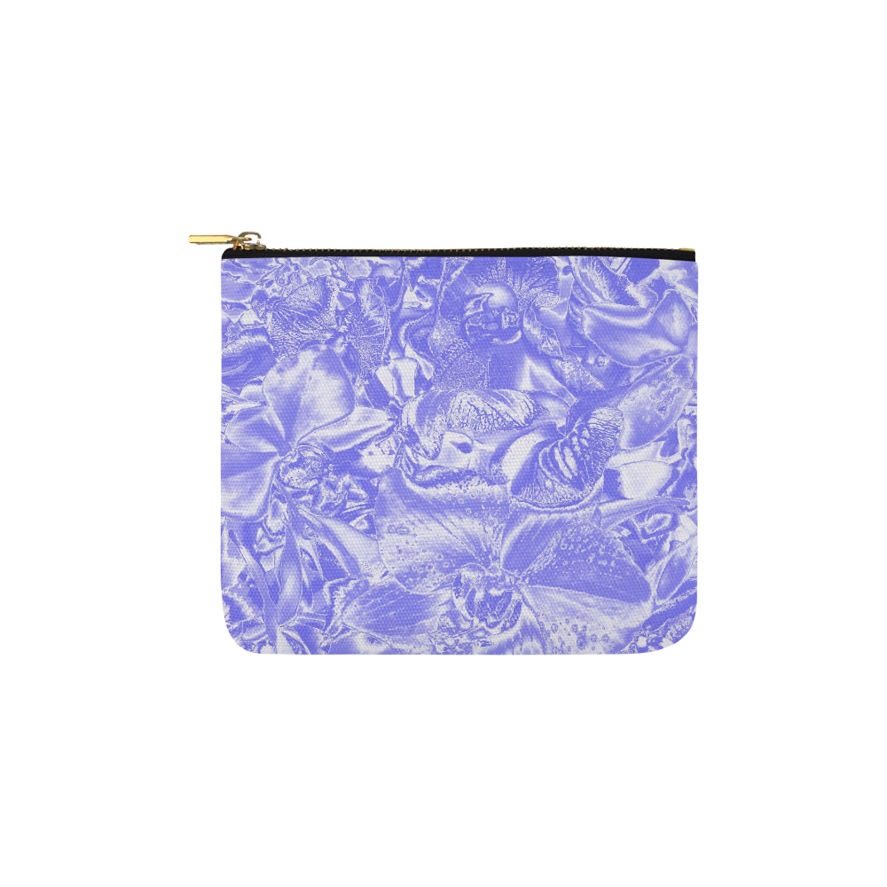 Shimmering floral damask,  blue Carry-All Pouch 6''x5''