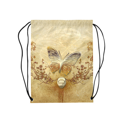 Wonderful golden butterflies Medium Drawstring Bag Model 1604 (Twin Sides) 13.8"(W) * 18.1"(H)
