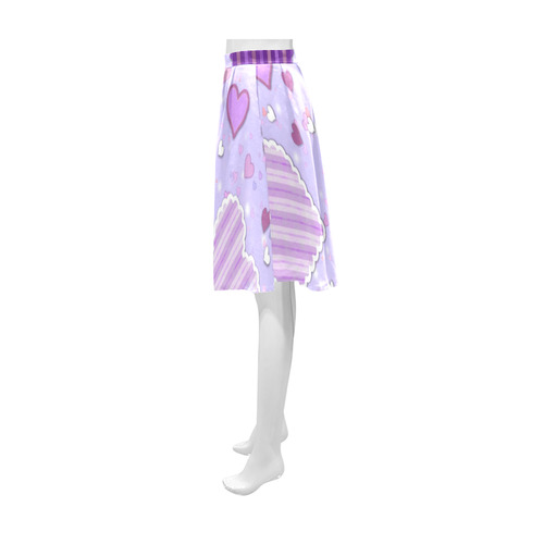 Purple Patchwork Hearts Athena Women's Short Skirt (Model D15)