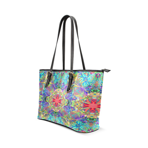 Bursting Colours Leather Tote Bag/Small (Model 1640)
