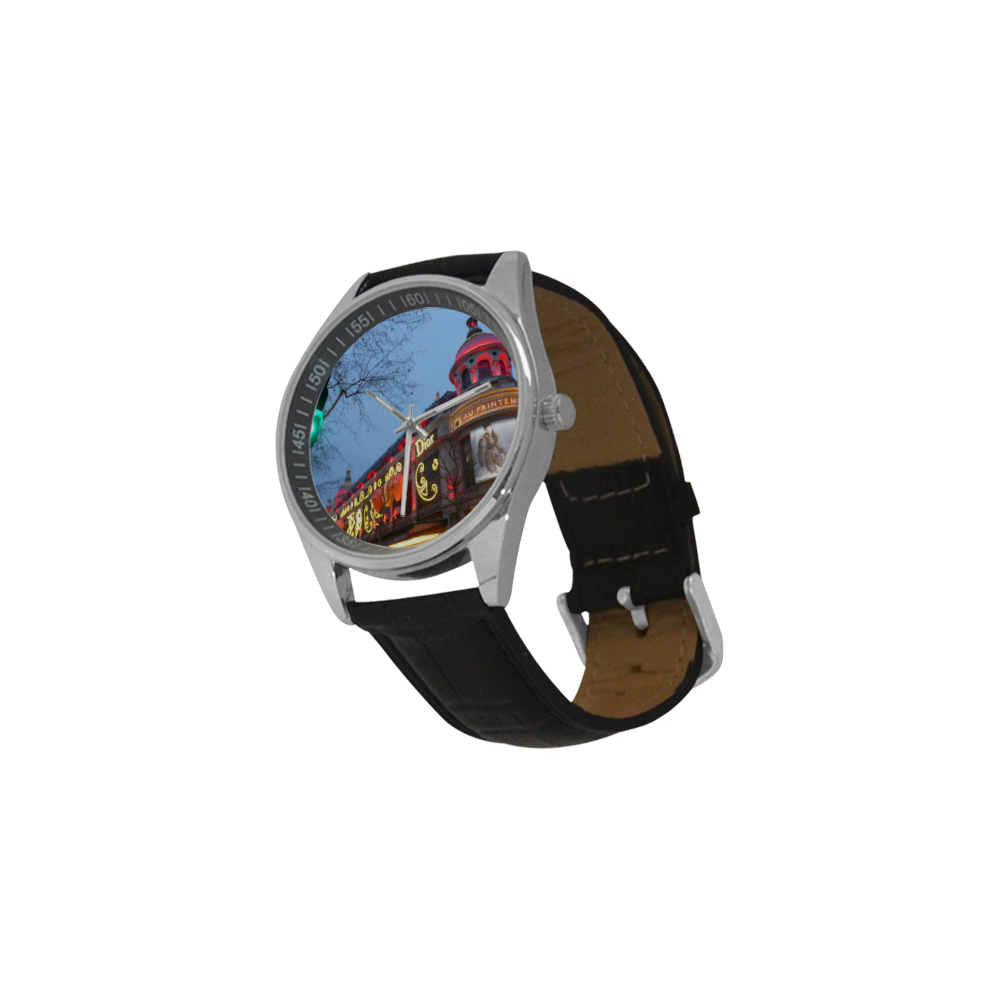 paris by night Men's Casual Leather Strap Watch(Model 211)