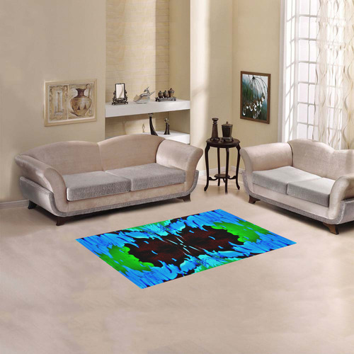 Abstract Green Brown, Blue Red Marbling Area Rug 2'7"x 1'8‘’