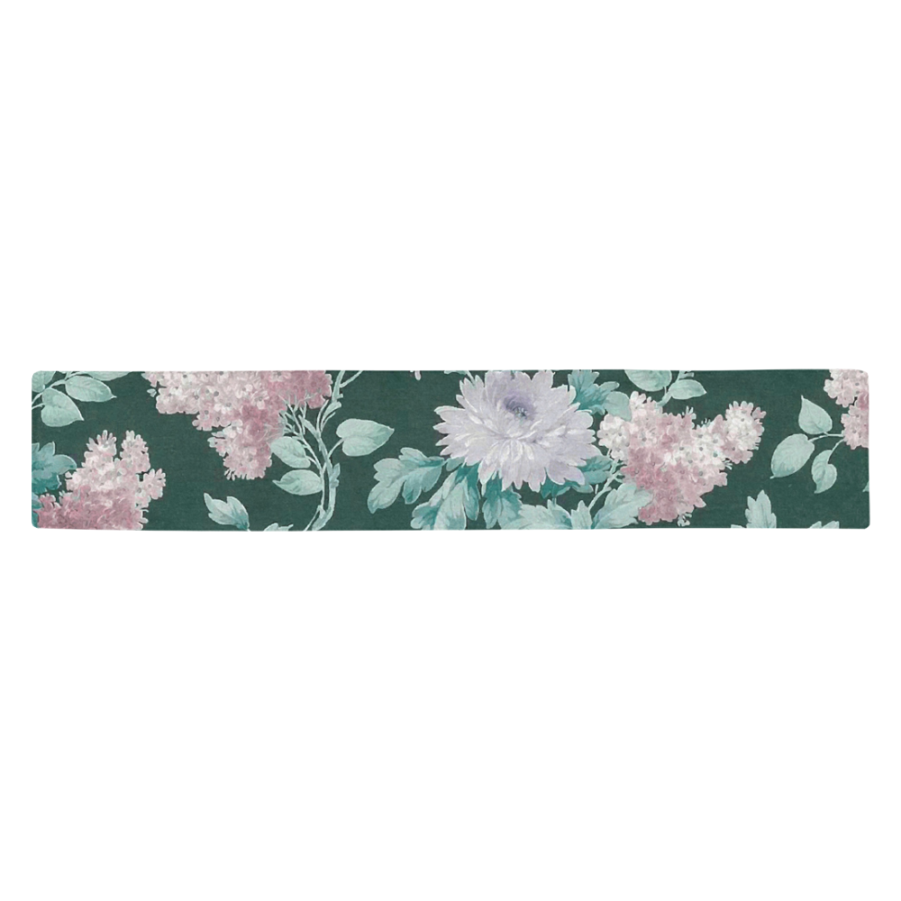 Vintage Floral Wallpaper Victorian Flowers Table Runner 14x72 inch