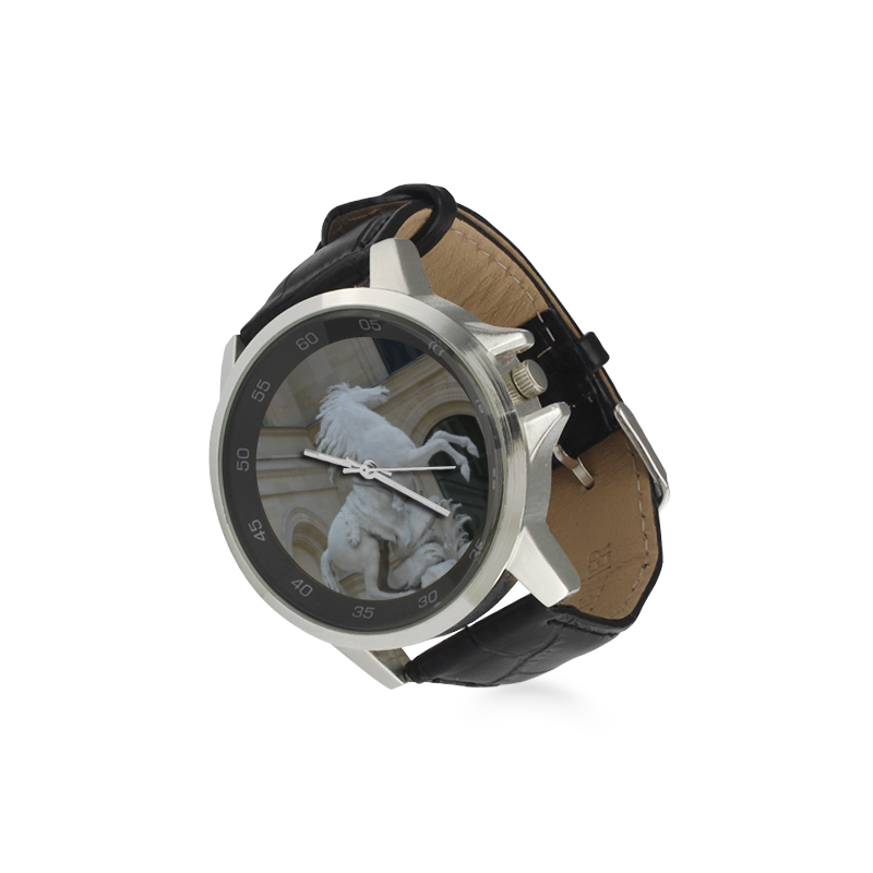 le louvre Unisex Stainless Steel Leather Strap Watch(Model 202)