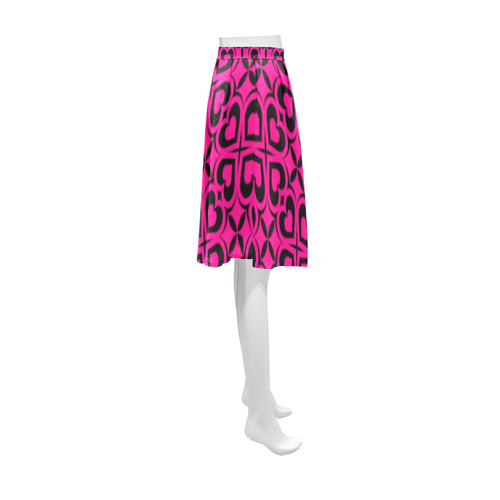Pink Black Heart Lattice Athena Women's Short Skirt (Model D15)