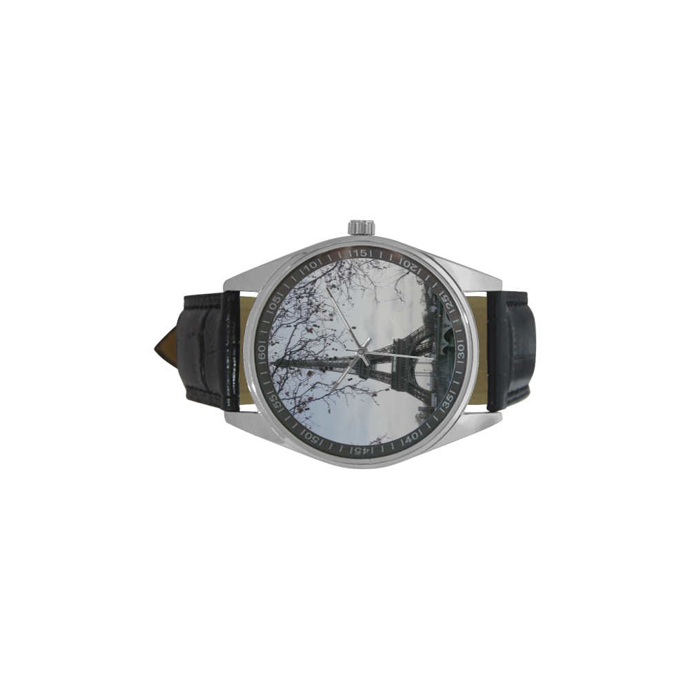paris Men's Casual Leather Strap Watch(Model 211)