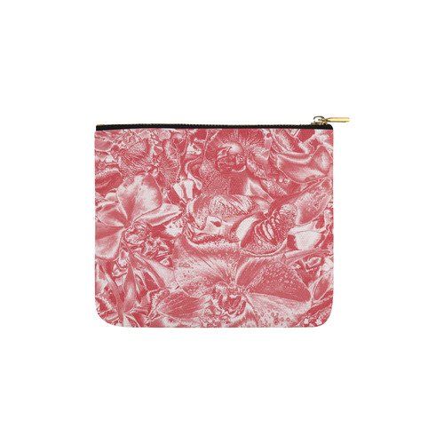 Shimmering floral damask pink Carry-All Pouch 6''x5''