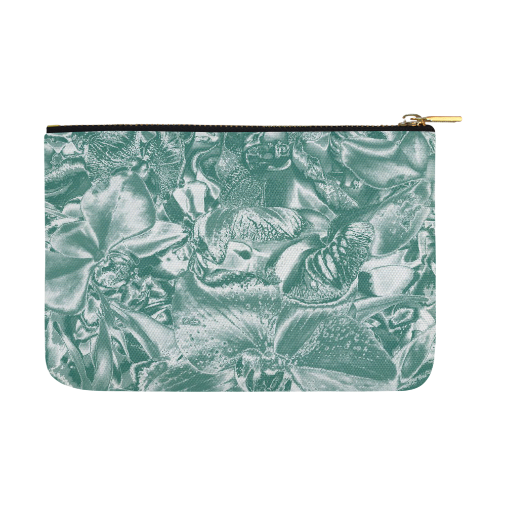 Shimmering floral damask, teal Carry-All Pouch 12.5''x8.5''