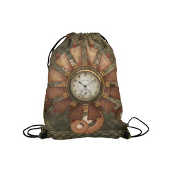 Steampunk, wonderful clocks in noble design Medium Drawstring Bag Model 1604 (Twin Sides) 13.8"(W) * 18.1"(H)