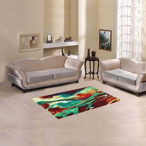 Gold Green Brown Marbling Area Rug 2'7"x 1'8‘’