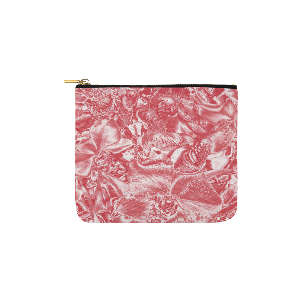Shimmering floral damask pink Carry-All Pouch 6''x5''
