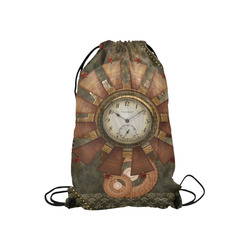 Steampunk, wonderful clocks in noble design Small Drawstring Bag Model 1604 (Twin Sides) 11"(W) * 17.7"(H)