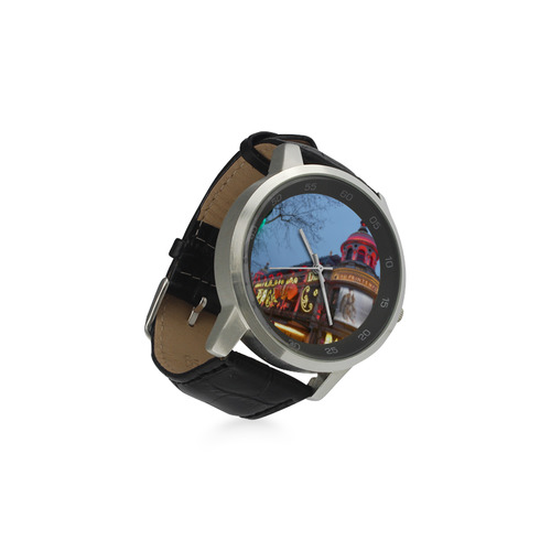 paris by night Unisex Stainless Steel Leather Strap Watch(Model 202)