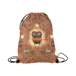 Steampunk, cute owl Large Drawstring Bag Model 1604 (Twin Sides)  16.5"(W) * 19.3"(H)