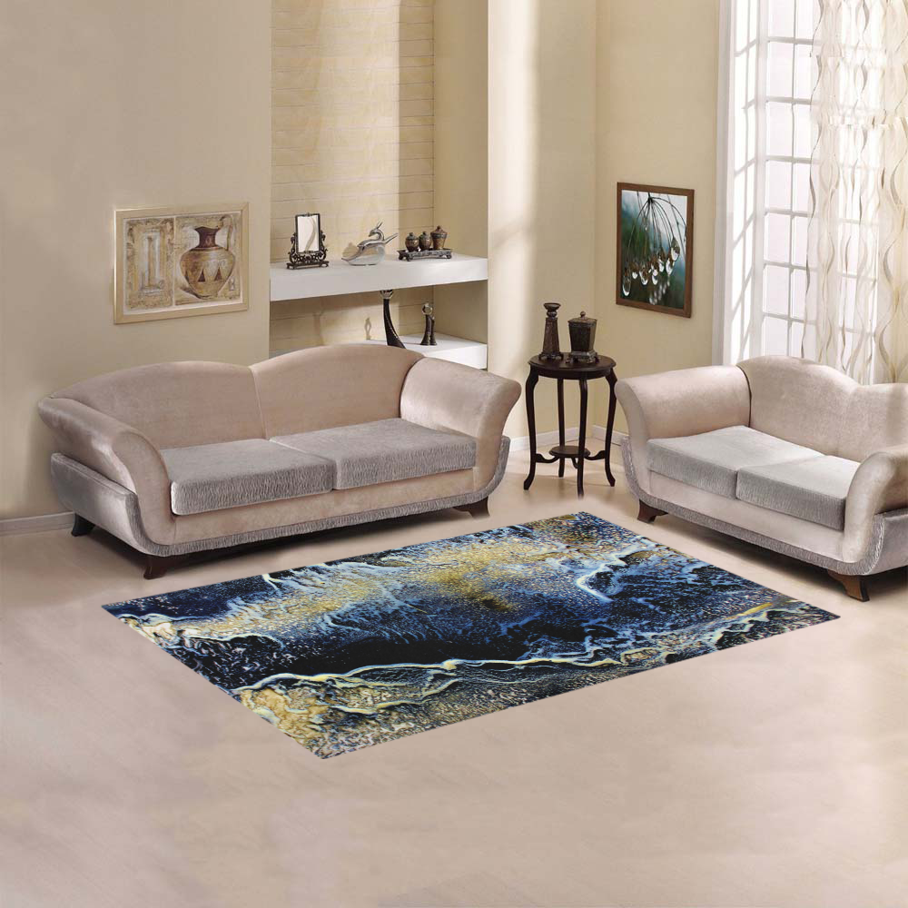 Space Universe Marbling Area Rug 5'x3'3''
