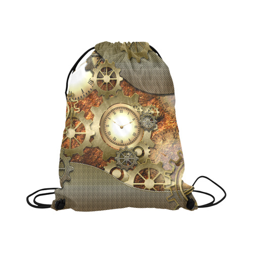Steampunk in gold Large Drawstring Bag Model 1604 (Twin Sides)  16.5"(W) * 19.3"(H)