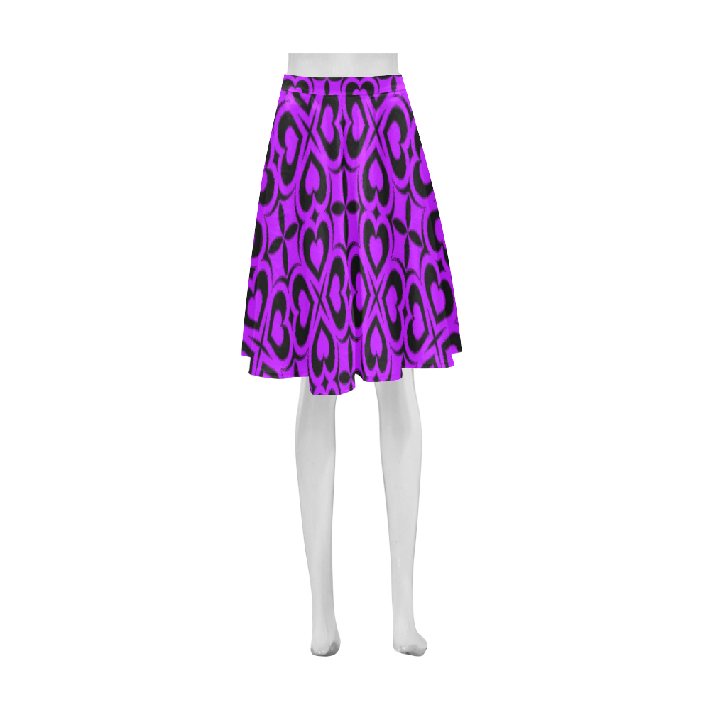 Purple Black Heart Lattice Athena Women's Short Skirt (Model D15)