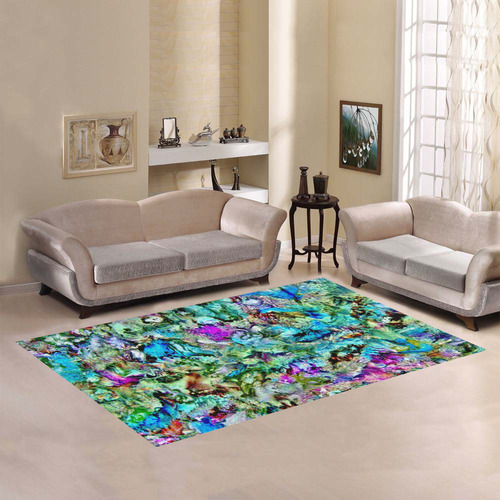 Colorful Flower Marbling Area Rug7'x5'