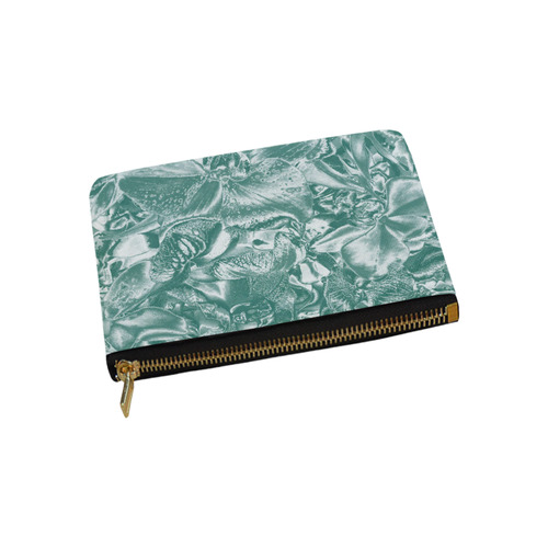 Shimmering floral damask, teal Carry-All Pouch 9.5''x6''