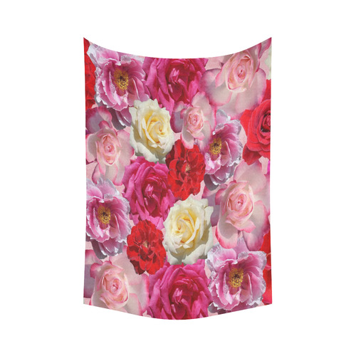 Bed Of Roses Cotton Linen Wall Tapestry 60"x 90"