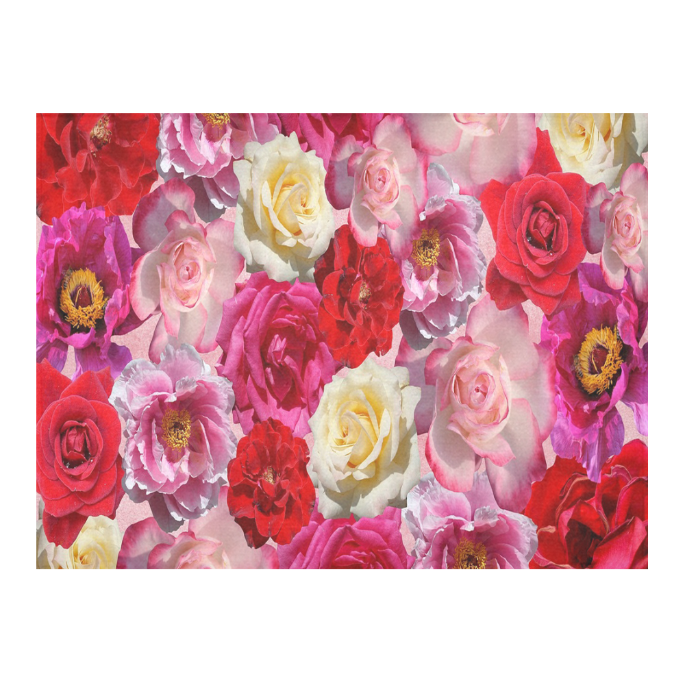 Bed Of Roses Cotton Linen Tablecloth 52"x 70"
