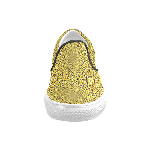 Golden Metallics Lights Kaleidoscope Mandala 1 Slip-on Canvas Shoes for Men/Large Size (Model 019)