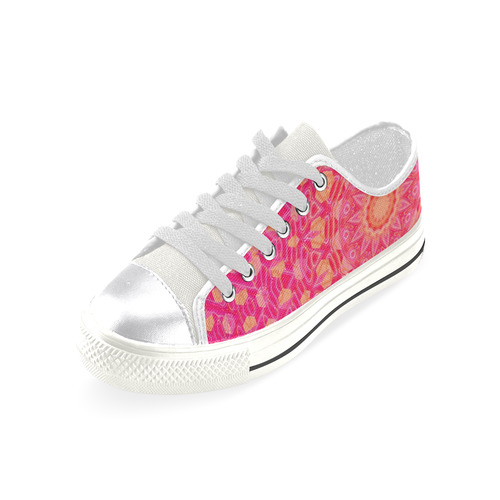 Pink Orange and Rose Fractal Abstract Flower Canvas Women's Shoes/Large Size (Model 018)