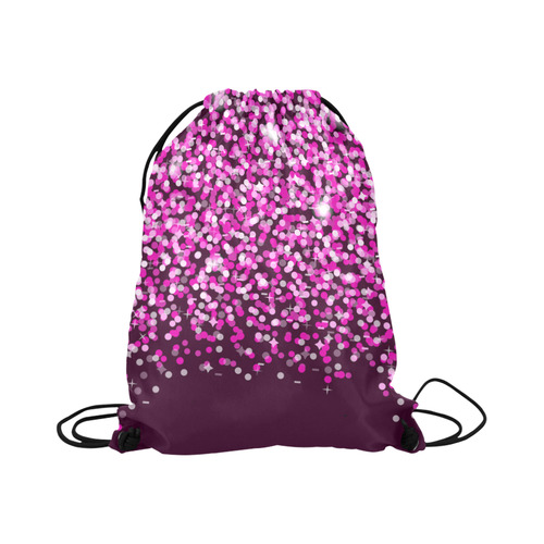 Pink Glitter Large Drawstring Bag Model 1604 (Twin Sides)  16.5"(W) * 19.3"(H)