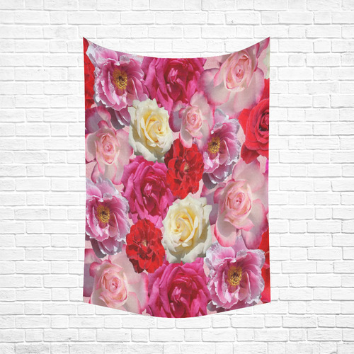 Bed Of Roses Cotton Linen Wall Tapestry 60"x 90"