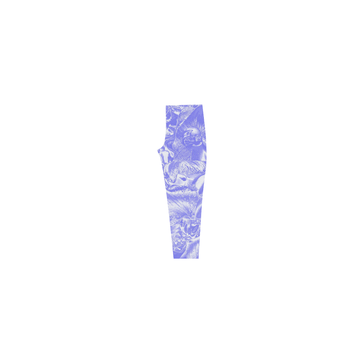 Shimmering floral damask,  blue Capri Legging (Model L02)