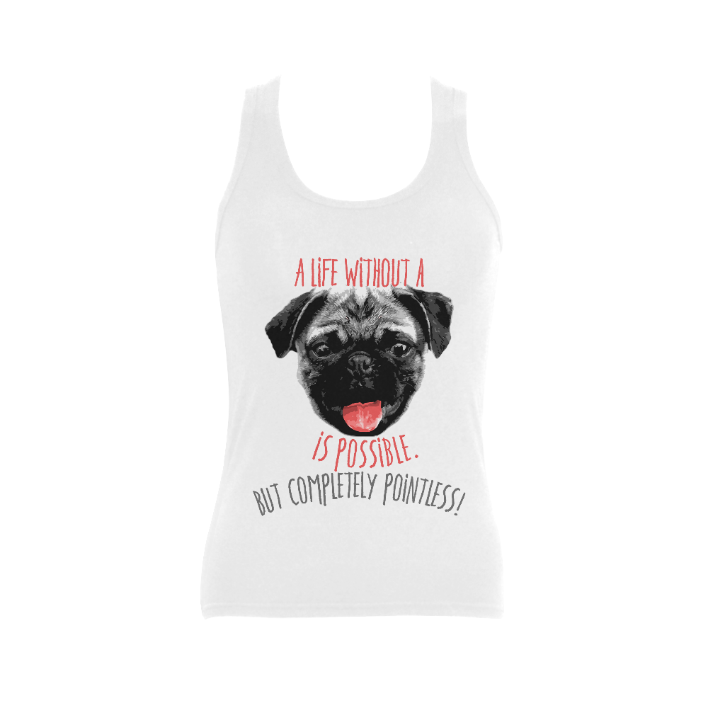 A life without a PUG / carlin is possible but … Women's Shoulder-Free Tank Top (Model T35)